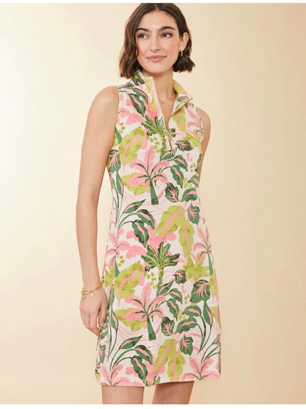 Spartina 449 Serena Half Zip Sleeveless Dress Clara Palm Paradise